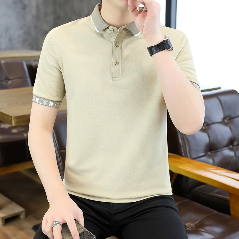 男士新款撞色翻领短袖T恤Polo衫夏季潮流时尚半袖体恤男装7862