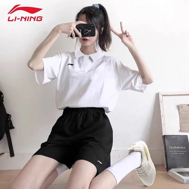 李宁运动套装女夏季新款polo短裤速干两件套休闲百搭运动上衣短裤