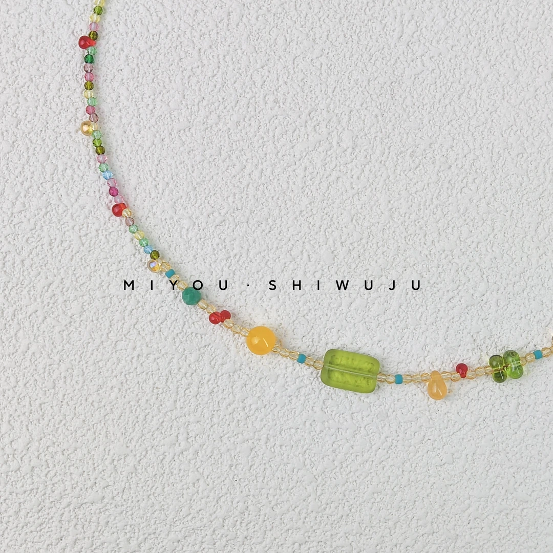 钛钢琉璃项链 【跳跳糖】原创设计项链彩色手工清新百搭小众