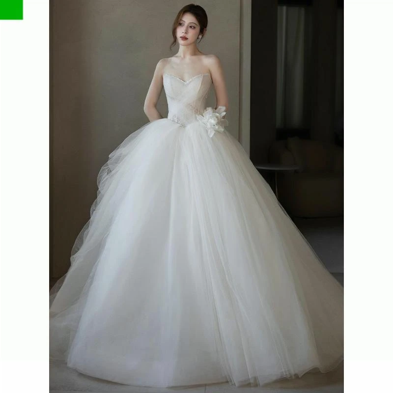 【专柜品质】法式抹胸主婚纱新娘2025新款旅拍森系超仙轻奢高级质