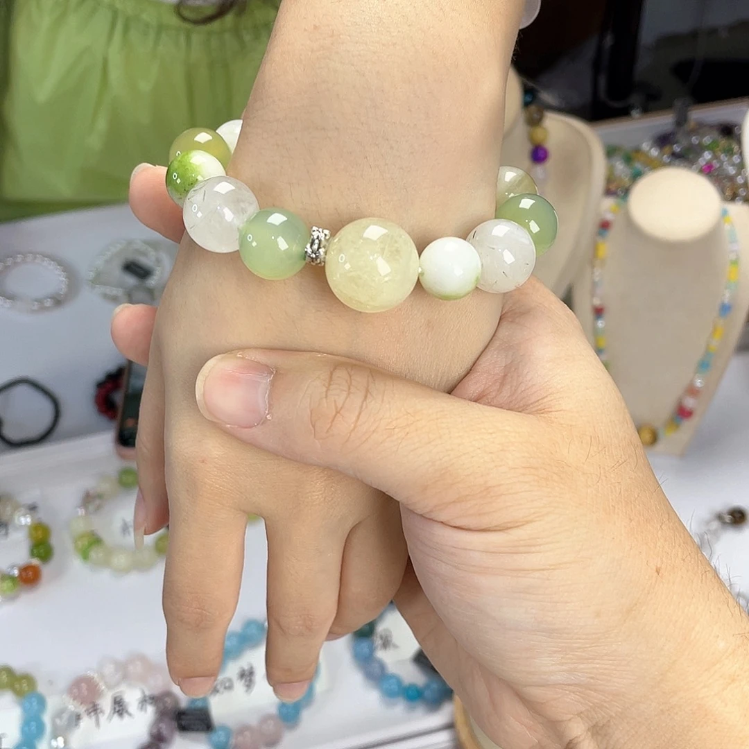 水晶手链银S925镀金镶嵌