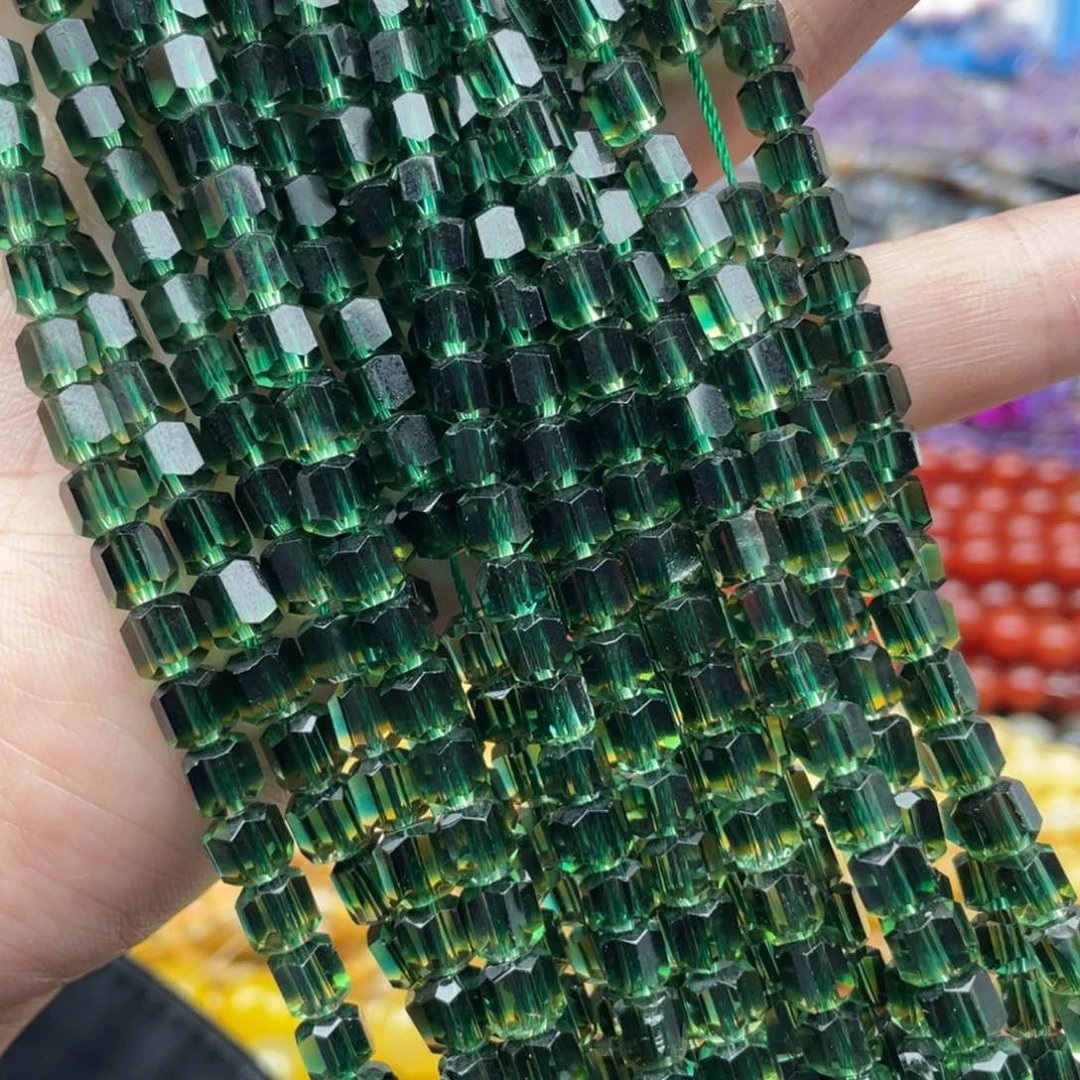 玛瑙/玉髓珠宝半成品未镶嵌三条装5mm绿水切面方糖