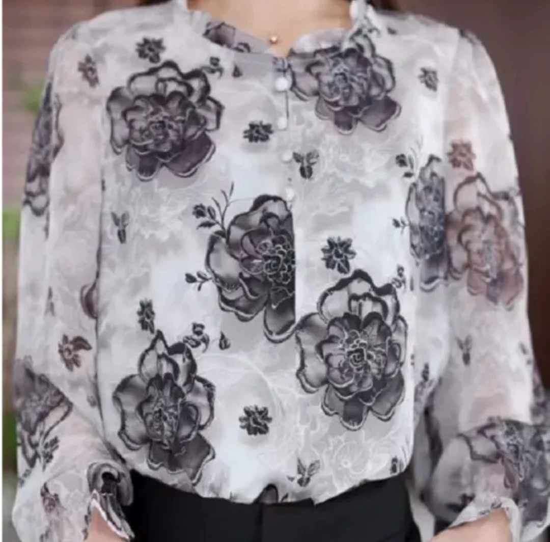 新款秋季时尚百搭气质宽松减龄上衣小衫长袖 965