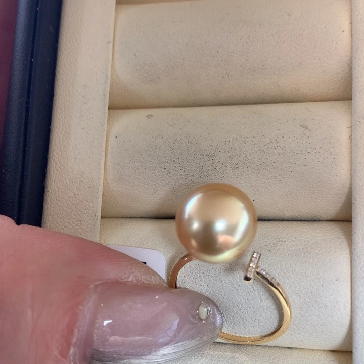 18K金镶嵌戒指海水珍珠