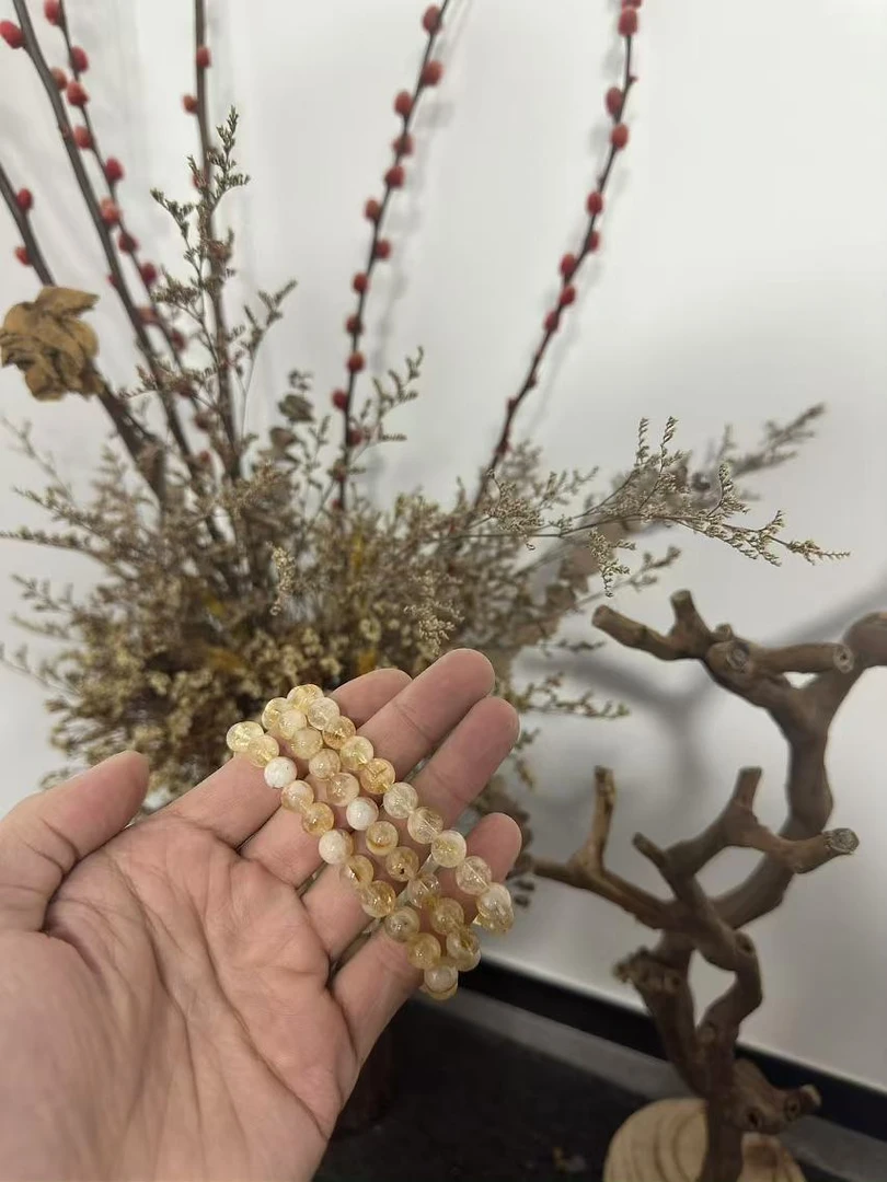 天然原色水晶手串(蜂蜜奶盖)
