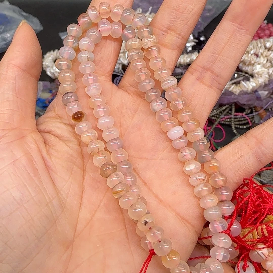 玛瑙/玉髓合金珠宝半成品老矿樱花玛瑙6mm一条手工算盘