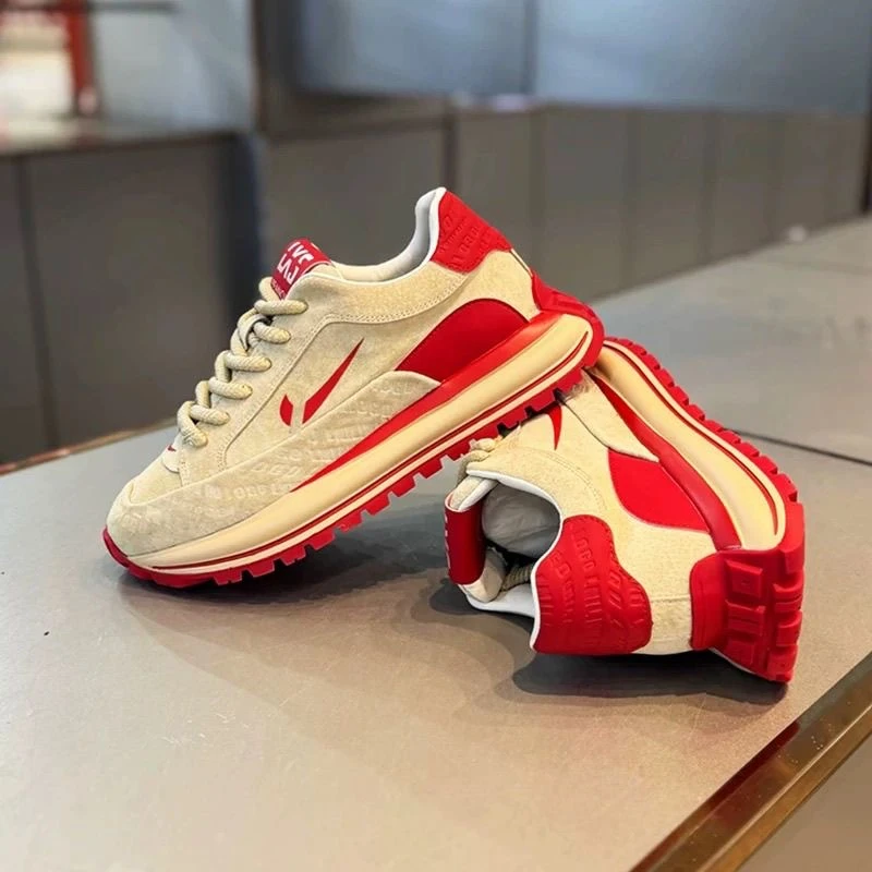 2025老爹时尚百搭舒适休闲运动秋冬款男鞋透气复古潮鞋厚底男士