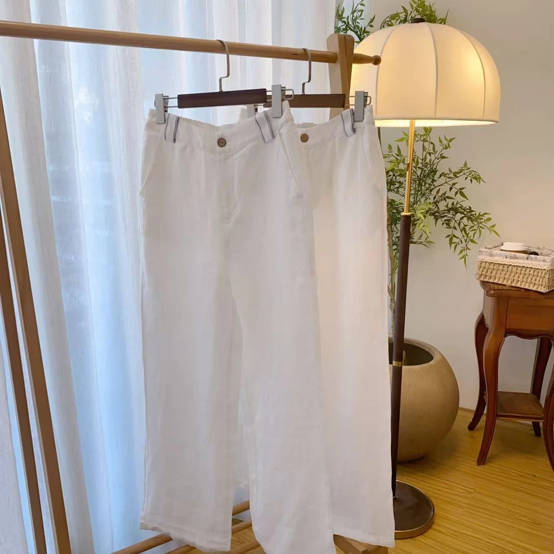 【雅趣】汉麻直筒裤 休闲百搭夏季宽松爆款时尚纯色休闲裤