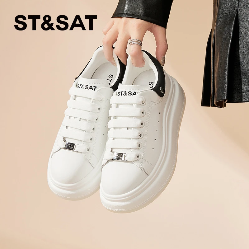 星期六2025爆款增高小白鞋厚底休闲板鞋女时尚潮流女鞋