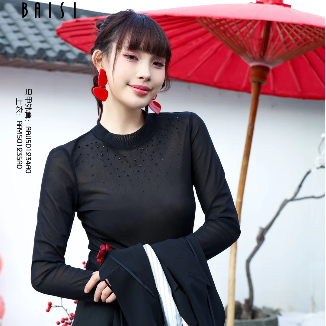 针织上衣AAYI501235A0 显瘦长袖时尚修身半高领套头保暖