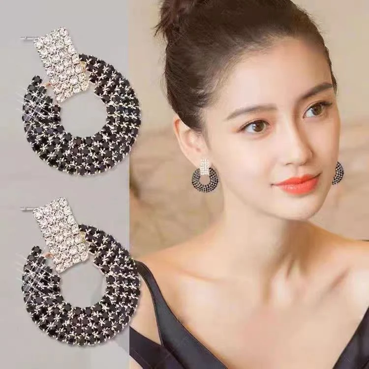 925银合成锆石耳饰 5-金色圈圈耳环女新款潮小众设计耳钉气质高级