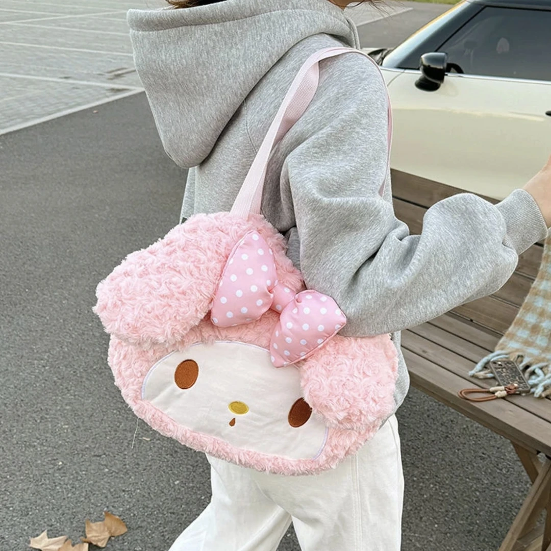款冬季新款HelloKitty美乐蒂手提单肩少女包包毛绒软妹百搭双肩包