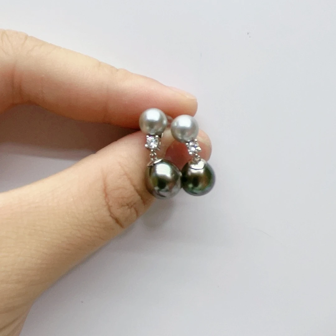 海水珍珠耳饰银S925镶嵌