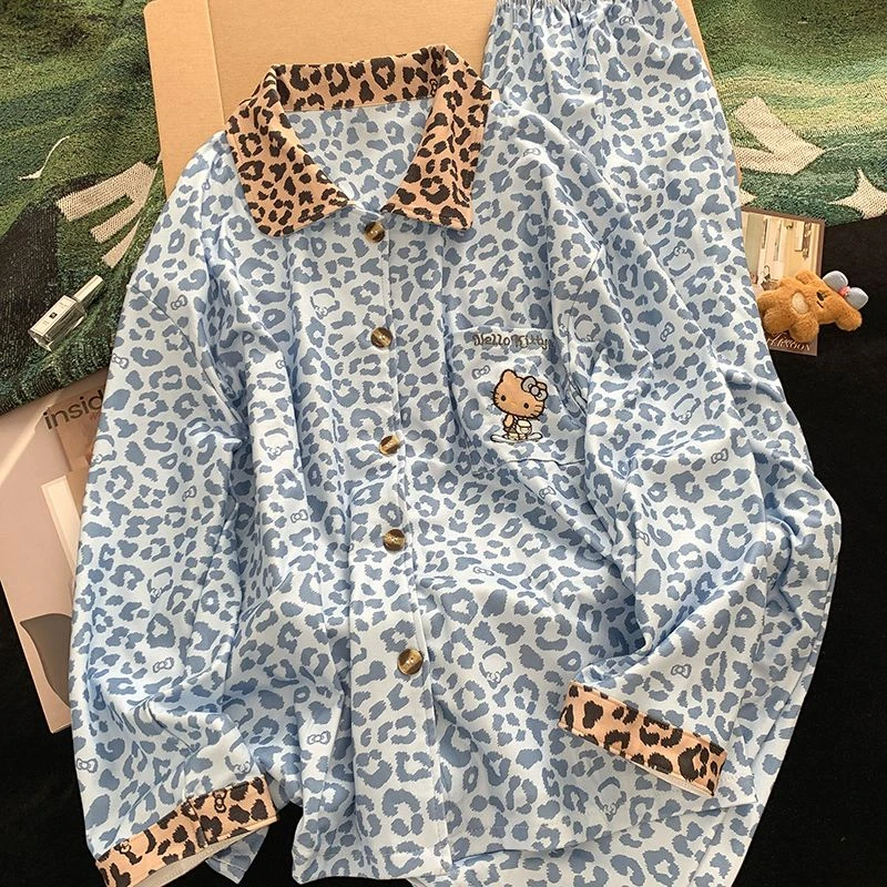 德绒睡衣女豹纹KT学生秋冬季韩版爆款休闲网红家居服长袖保暖套装