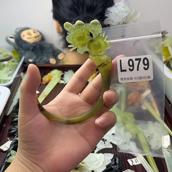 九***黎蛇纹石玉合金发饰