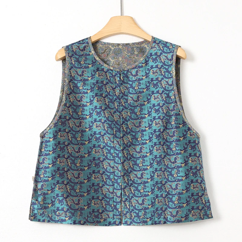 新中式国风双面穿登高望海蜀锦马甲   85E151PP