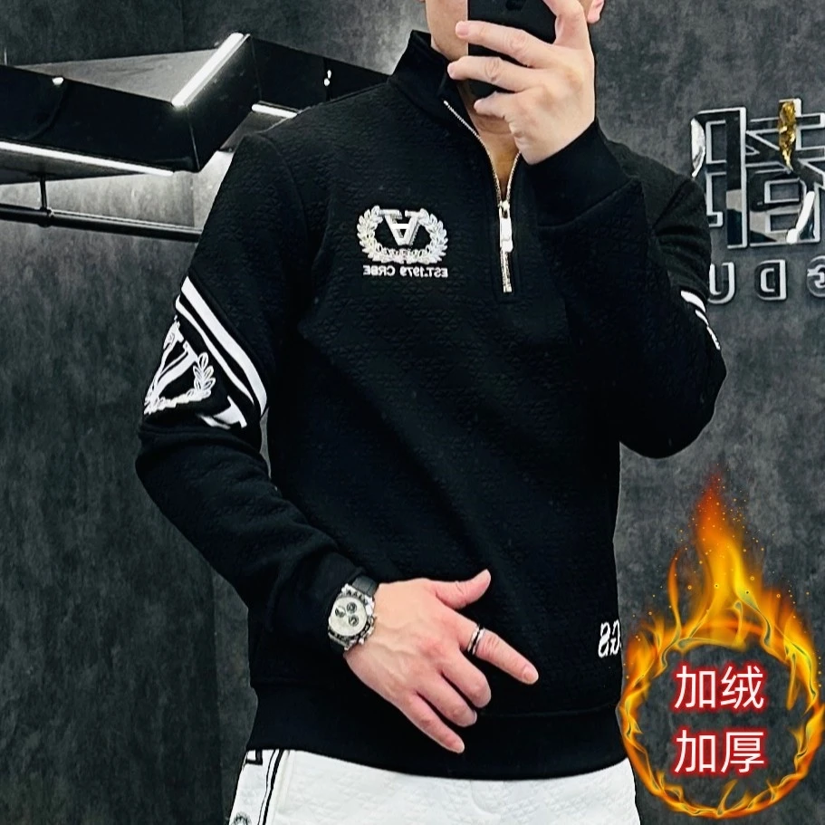 【断码清】冬季时尚休闲百搭立领加绒卫衣23002