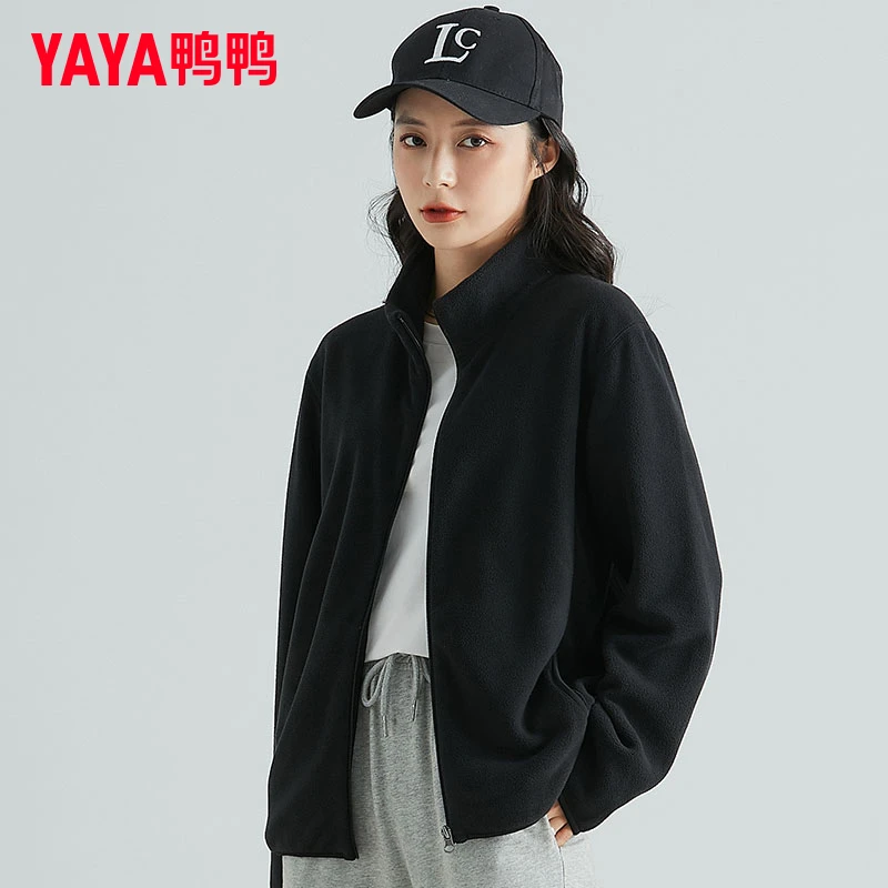 鸭鸭摇粒绒外套女2025冬季新款加绒保暖抓绒衣休闲外套DYD06P0010