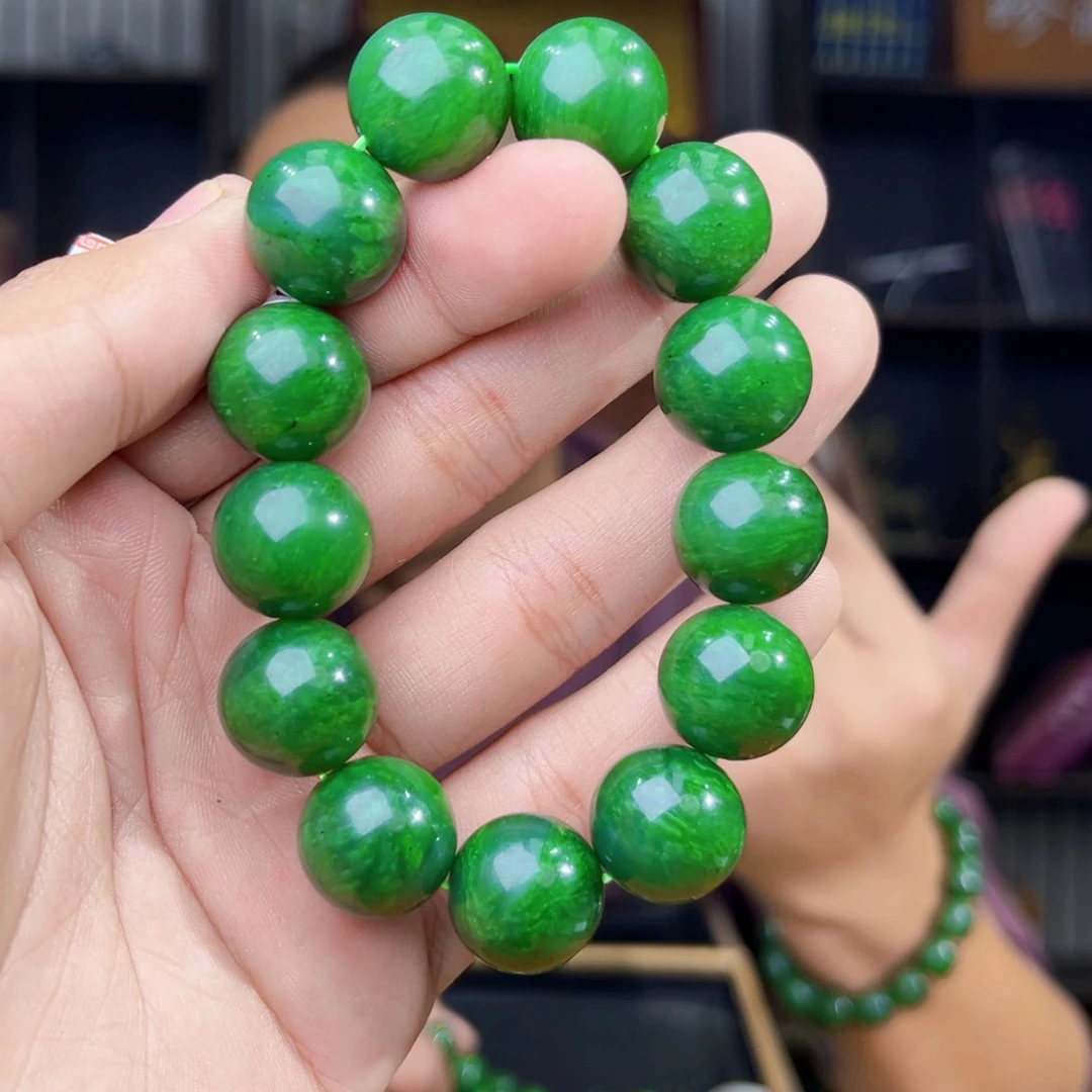 和田玉未镶嵌手串天然和田玉俄罗斯五号矿琉璃翠卡16