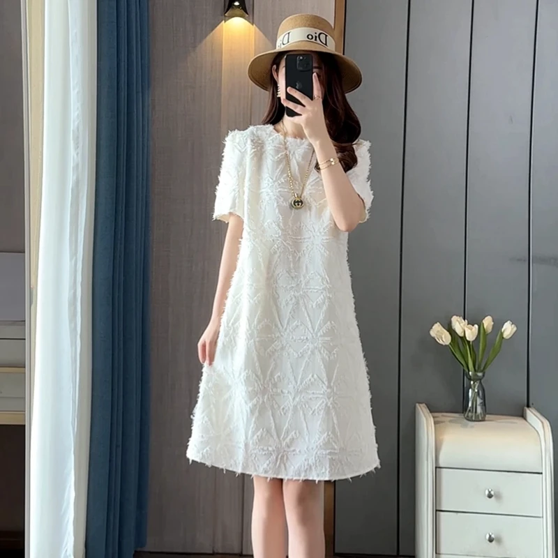 2025新款夏季法式显瘦高贵女装浪漫唯美正肩宽松连衣裙