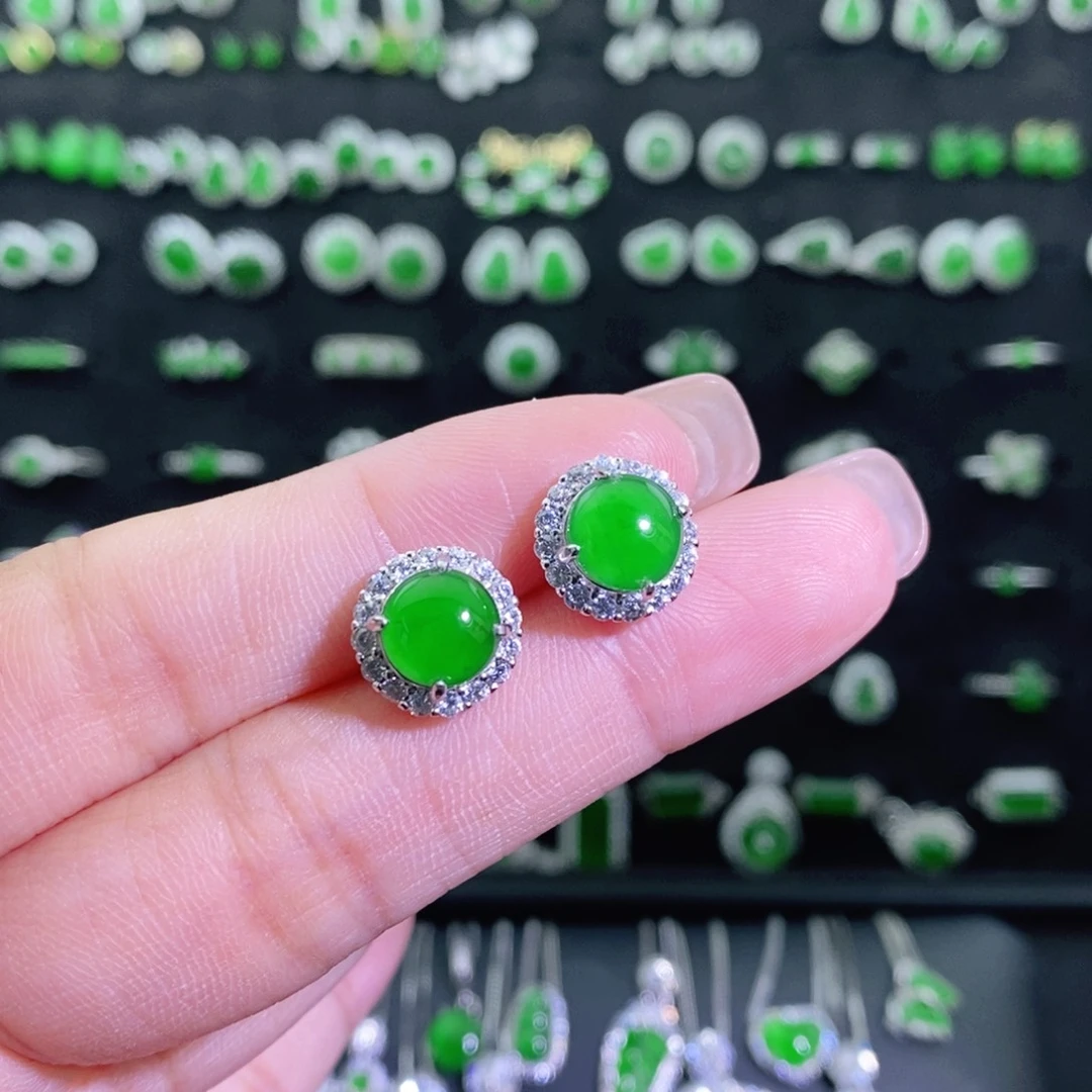 翡翠银S925镶嵌耳饰多样性