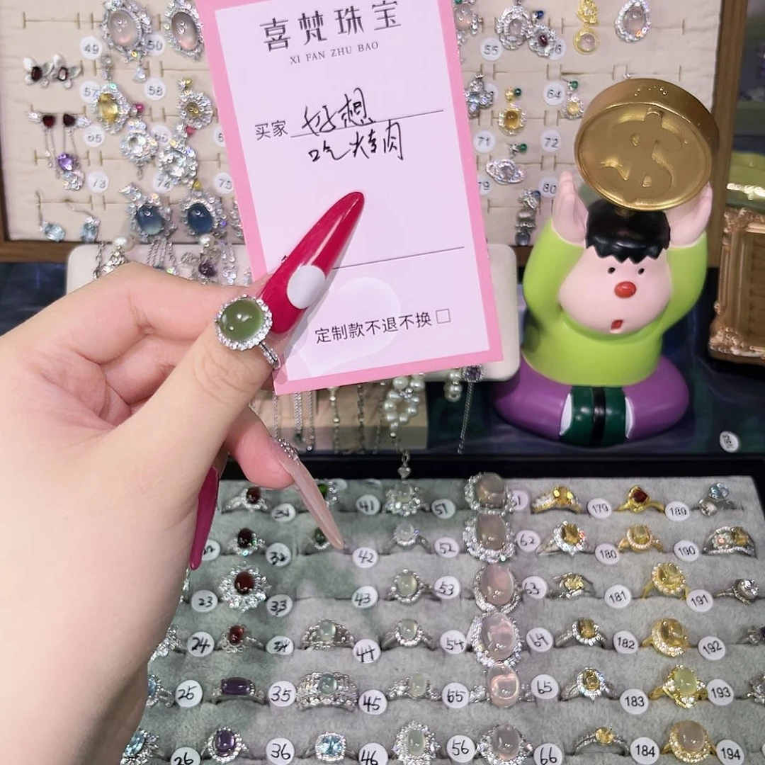 蛇纹石玉银S925镶嵌耳钉好****）