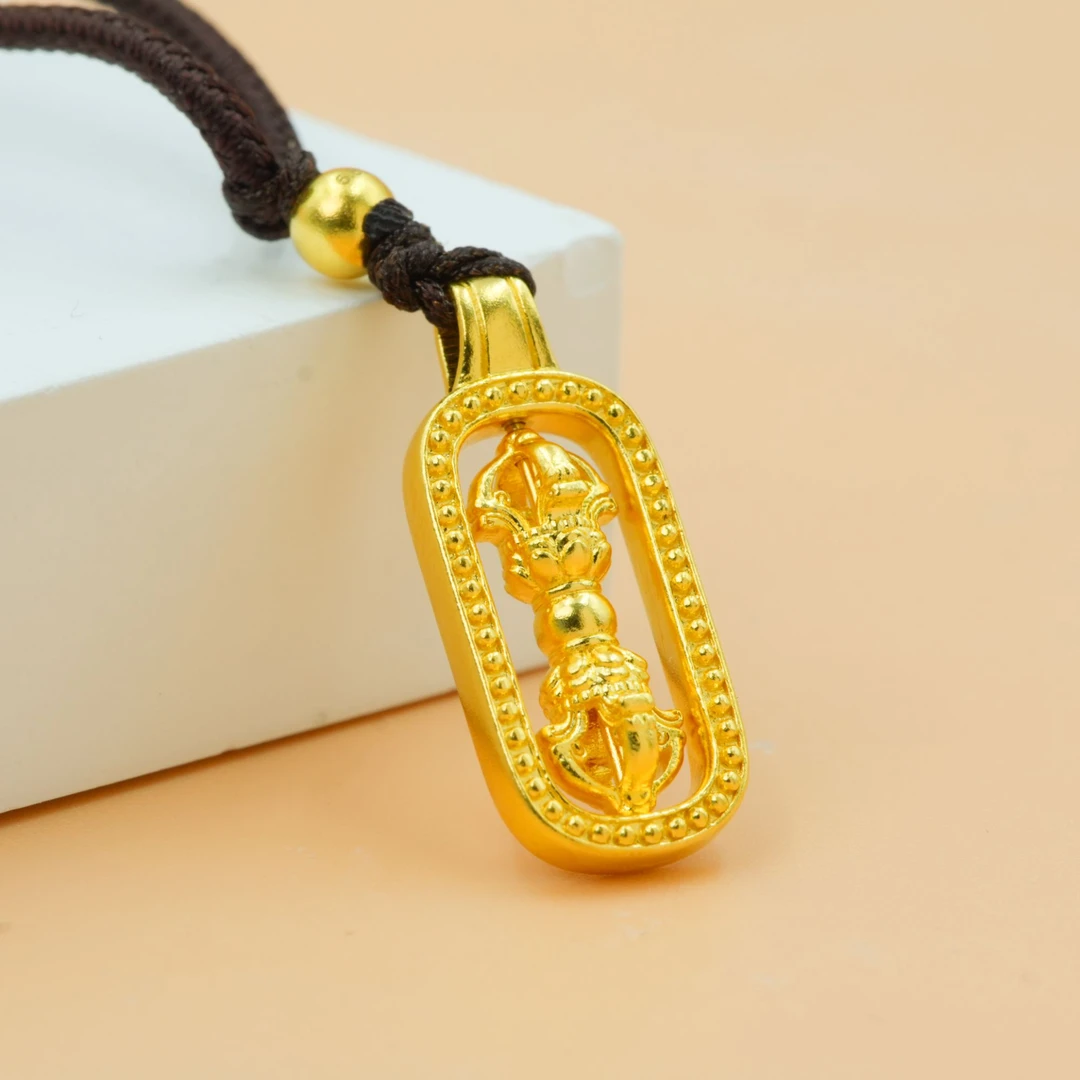老庙足金999金刚杵黄金吊坠古法工艺老庙古韵传承金