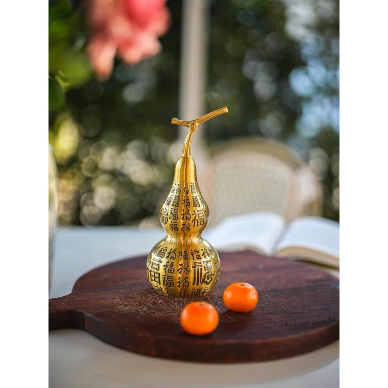 【奇居】百福葫芦黄铜摆件客厅玄关装饰品 小号