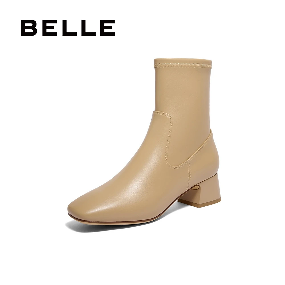 百丽舒适休闲弹力靴女冬新时尚通勤短靴3LI60DZ4