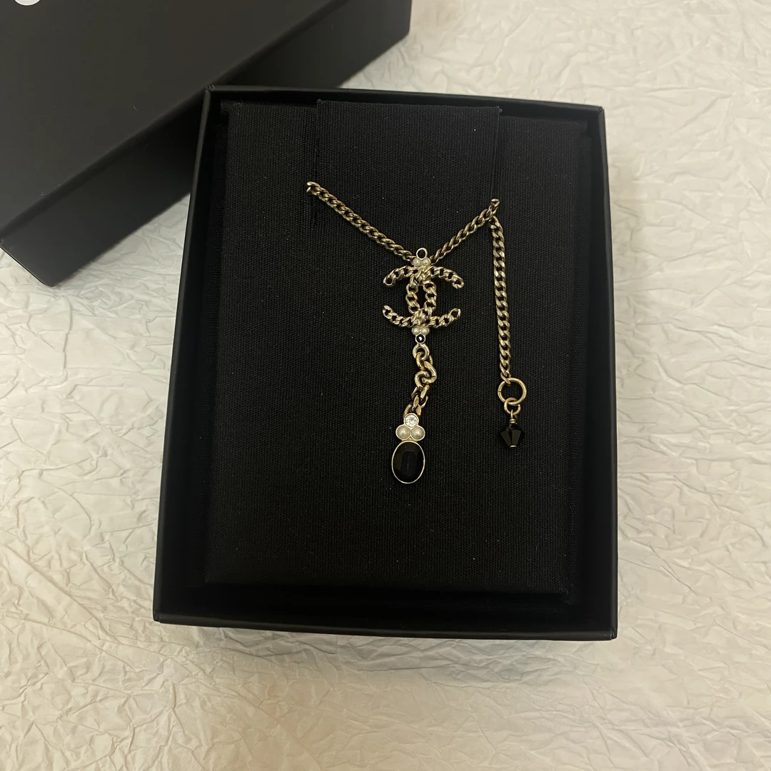 99新 Chanel/香奈儿 浅金色20P复古双C挂坠项链