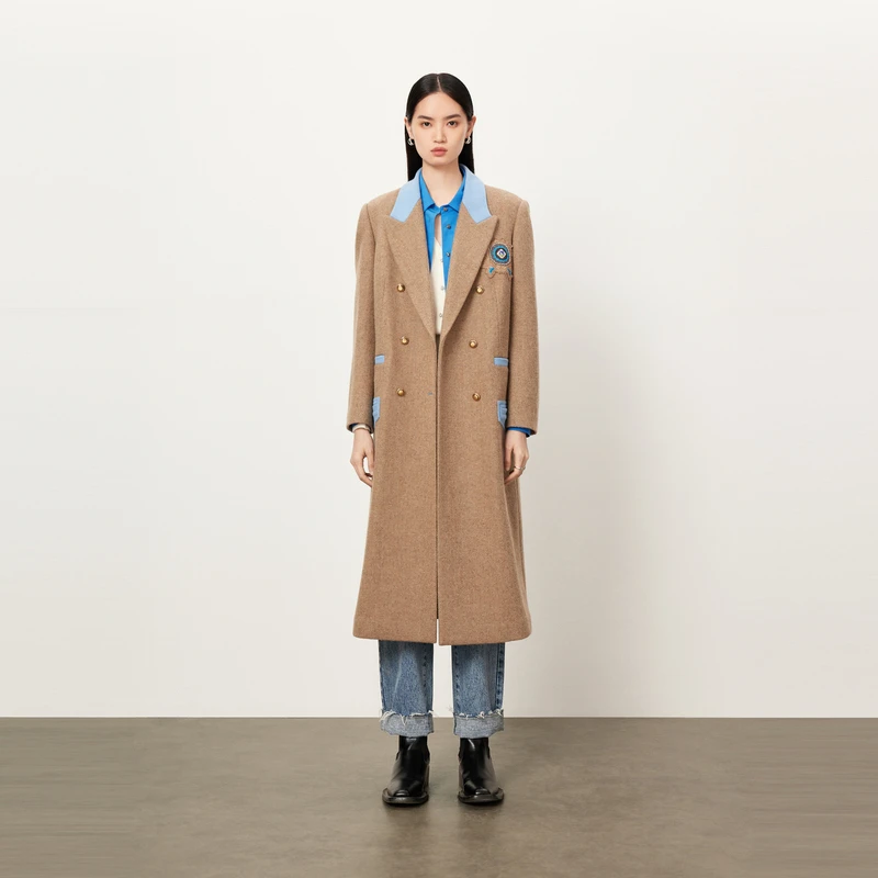 【商场同款】HPLY荷比俪2023冬季新款徽章绣花大衣HMD43500180