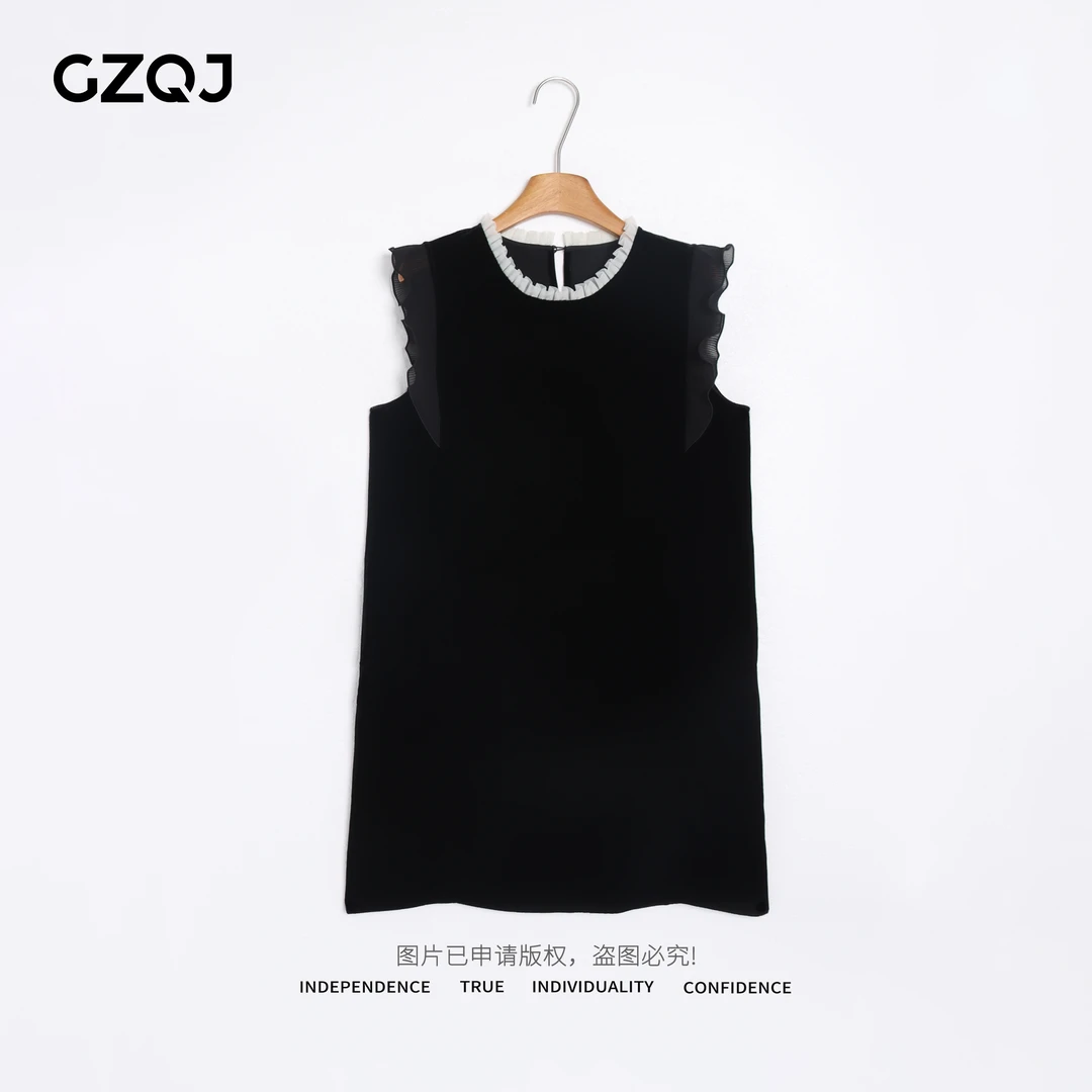 老琴私服 【气质佳人】真丝欧若风时尚花边袖子中长款连衣裙女 8029