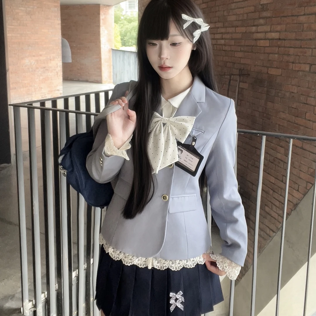 叁一JK工作室【川霖女子】原创jk制服双排扣收腰西服套装学院风女