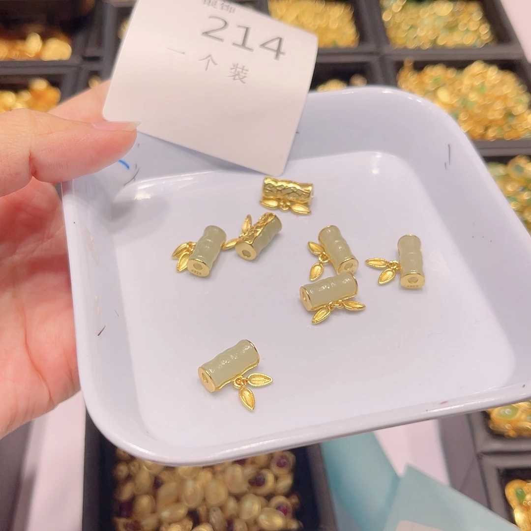 水晶珠宝半成品银S925镀金镶嵌214 。