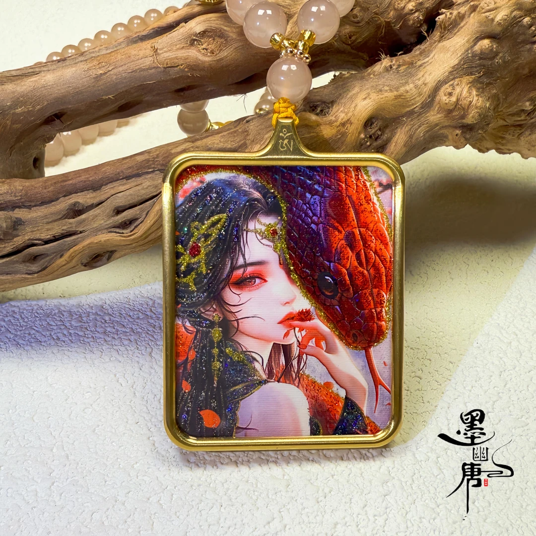 钛钢吊坠 【独家版权】蟒仙娘娘手绘唐卡吊住 坠饰 招·米&避·小人