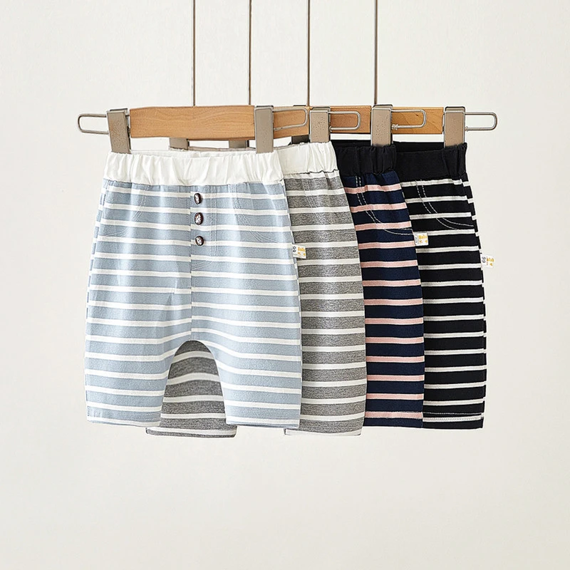 宝宝夏季纯棉薄款过膝中裤男女宝宝小童儿童七分裤外出中裤裤子