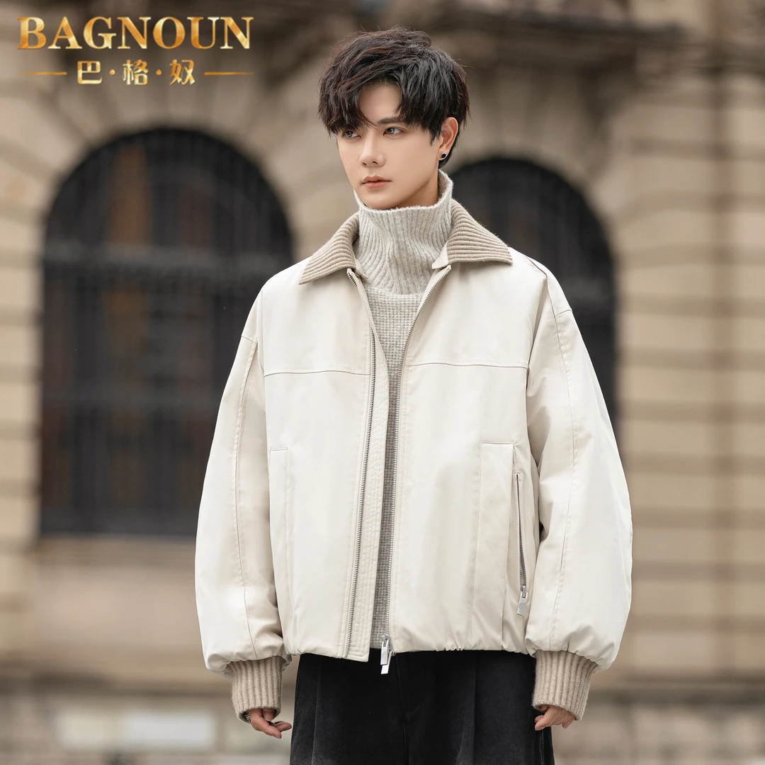 巴格奴羽绒服男士冬季新款时尚高端可拆卸翻领保暖防寒休闲潮外套