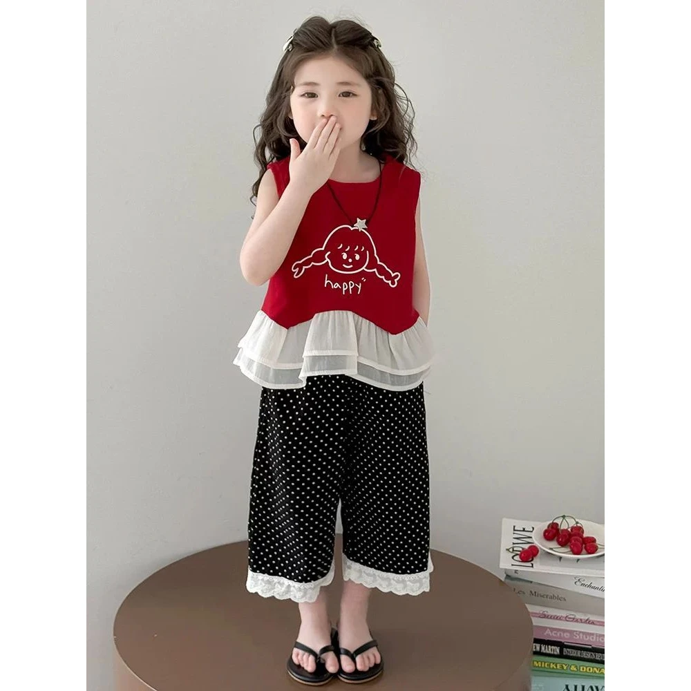 2025夏季新款女童套装夏季2025新款儿童洋气夏装宝宝韩版背心无袖