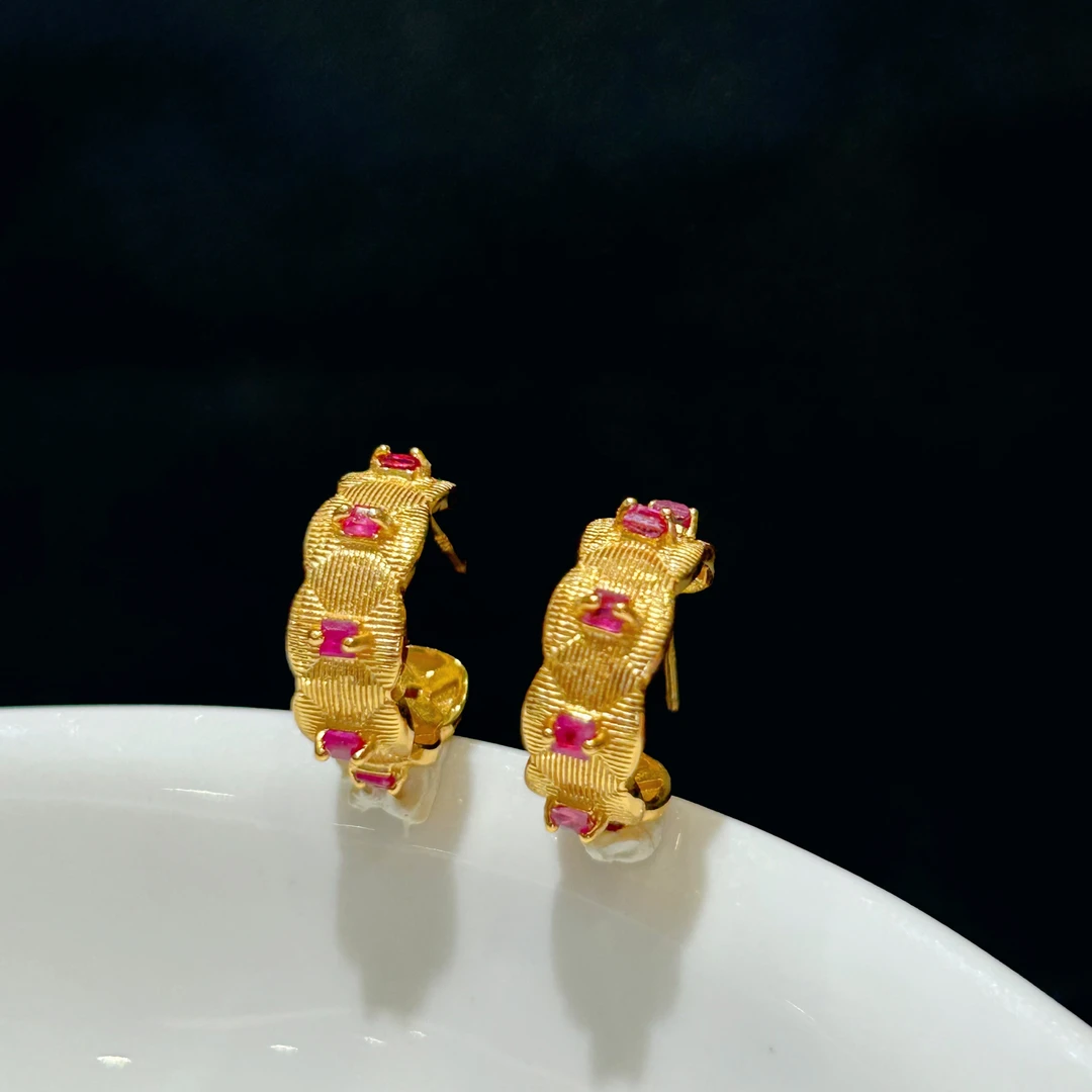 S925银红宝石耳饰-多样性发一-HBS061
