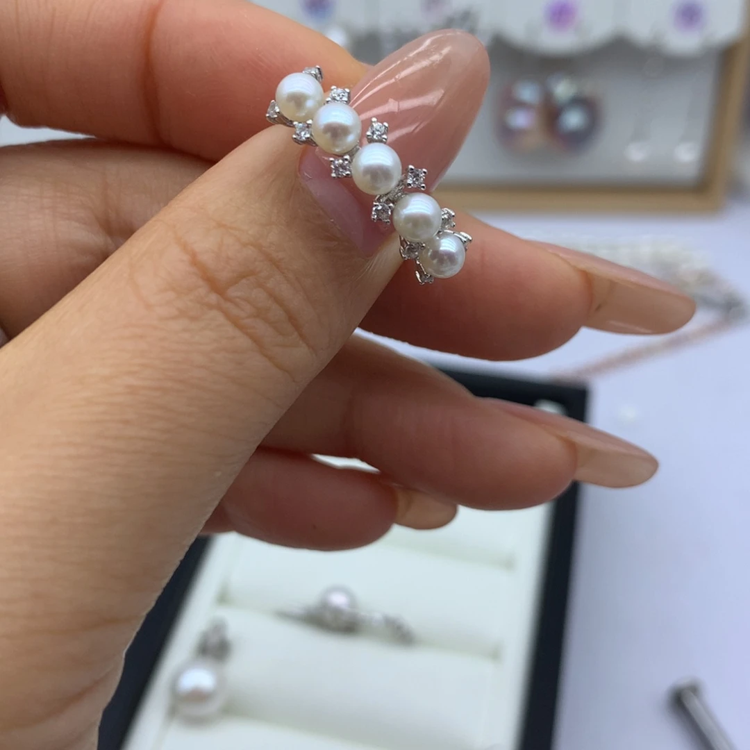 戒指银S925镶嵌淡水珍珠