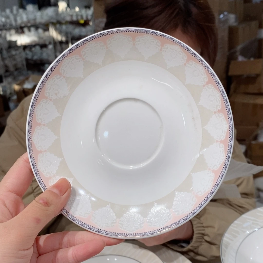 瓷瑞****y骨瓷6英寸味碟15cm六个实用外贸尾单