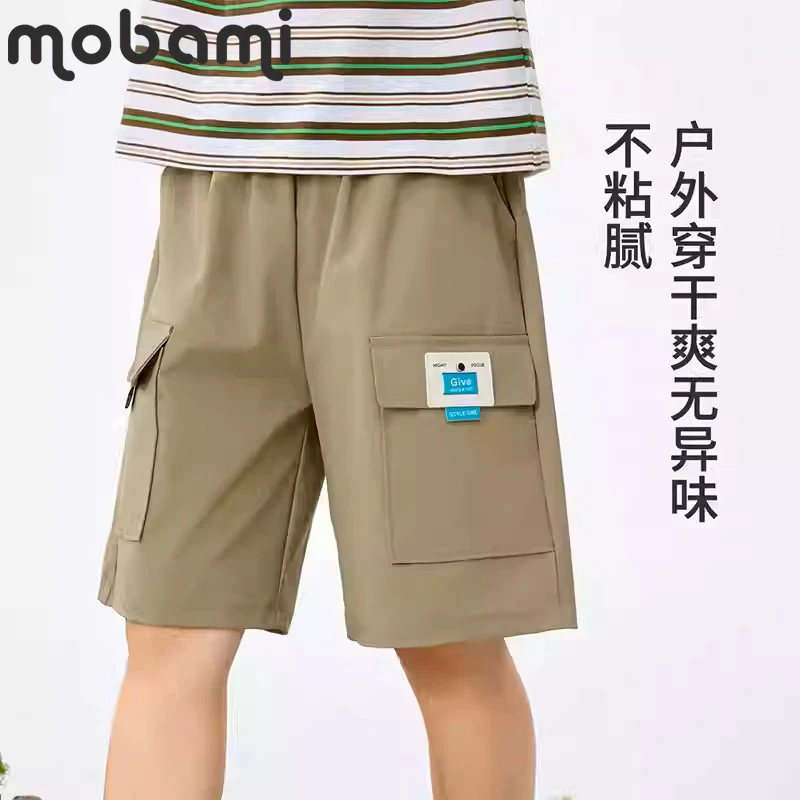 儿童裤子速干户外工装短裤2025夏新款帅气潮裤五分裤短裤户外裤