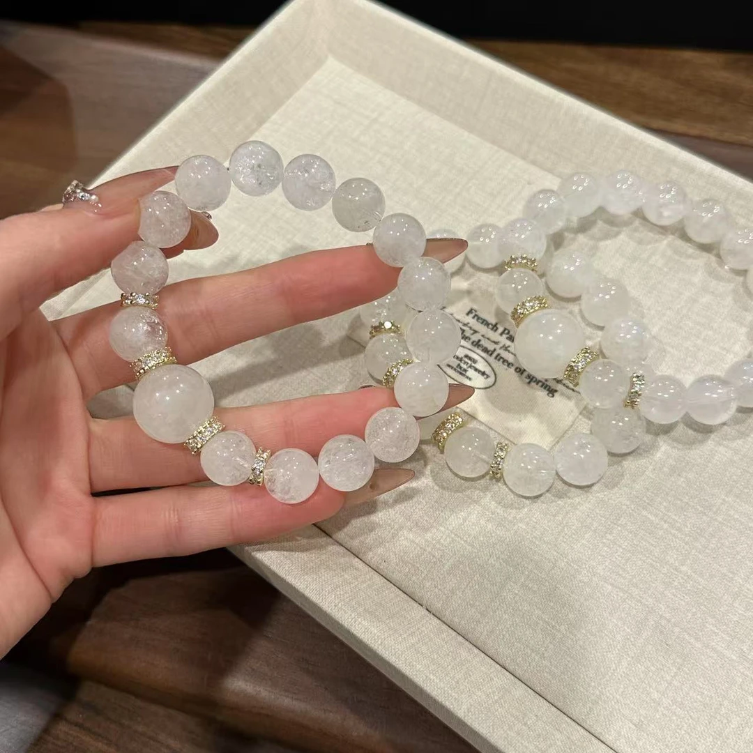 S290 千金白茶11mm白阿塞顶住15mm白幽灵手串