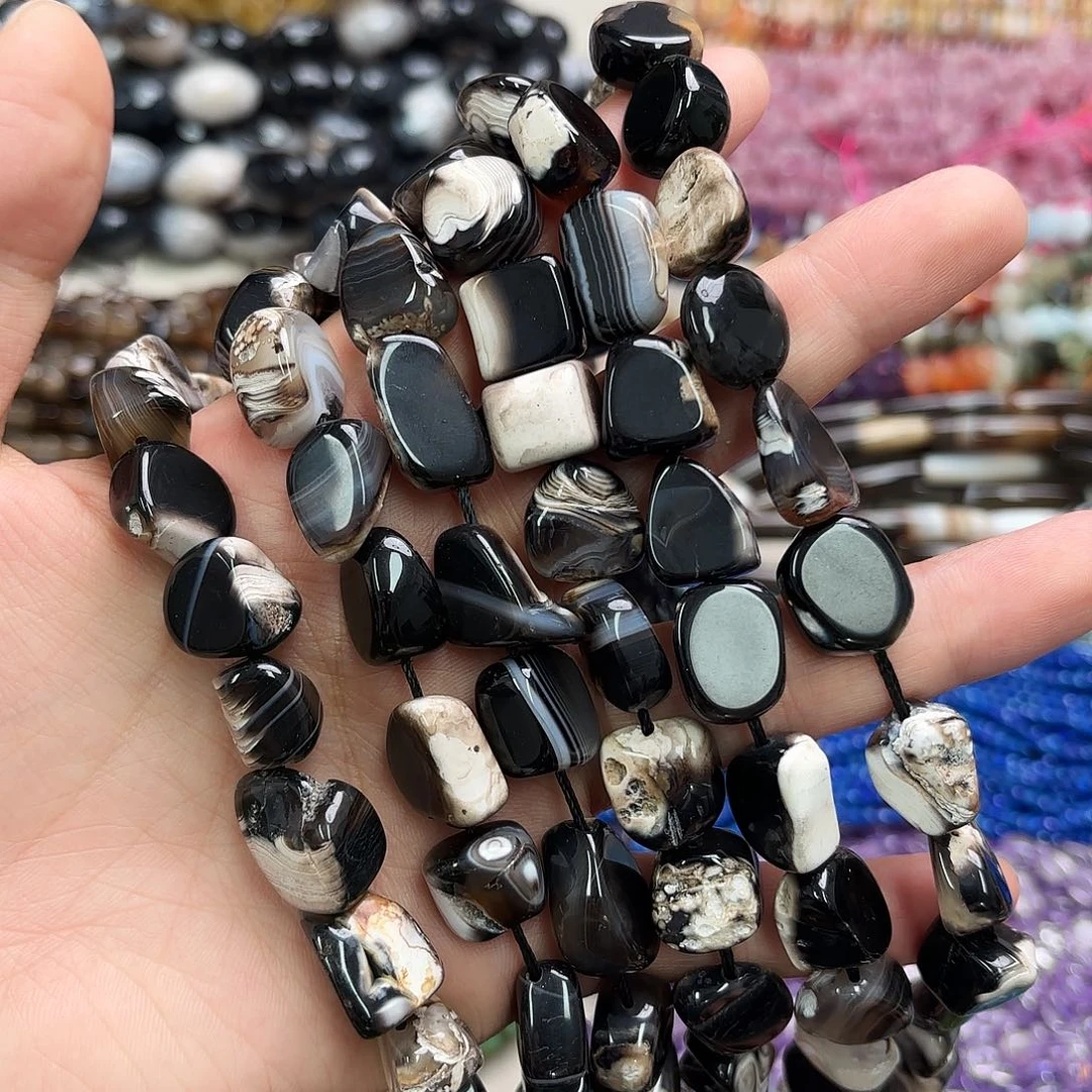 玛瑙/玉髓未镶嵌珠宝半成品卡14-16黑樱花随行一条