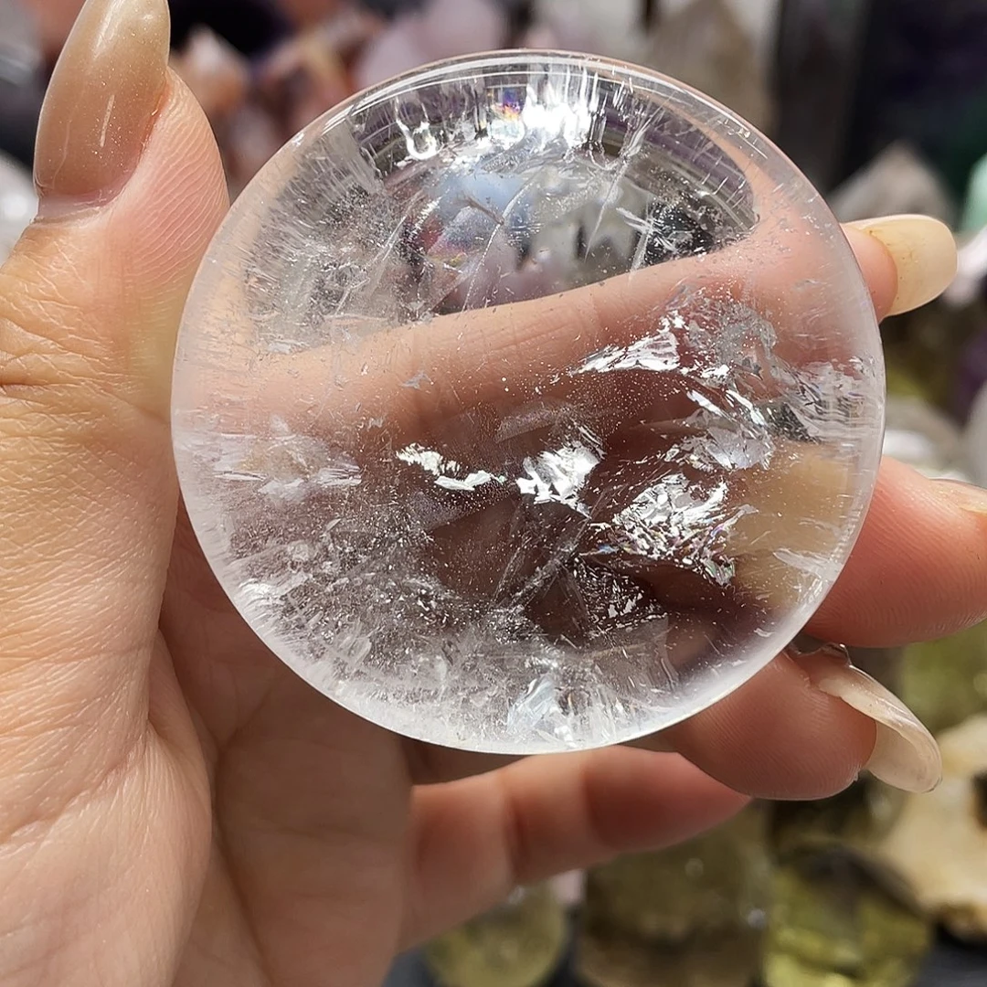 未镶嵌水晶珠宝半成品9白水晶盘子带彩虹