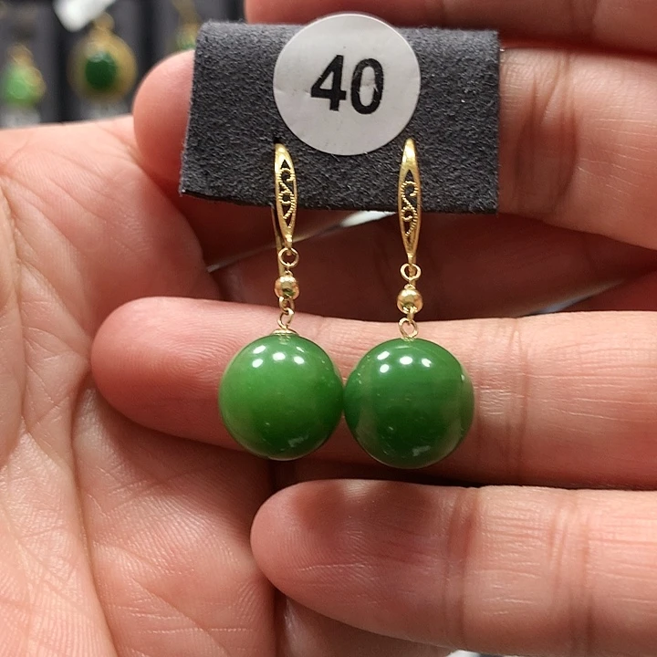 和田玉耳饰18K金镶嵌