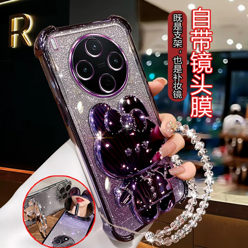 适用vivoy500pro手机壳轻奢时尚闪粉V2516A女潮可爱兔镜旋转支架