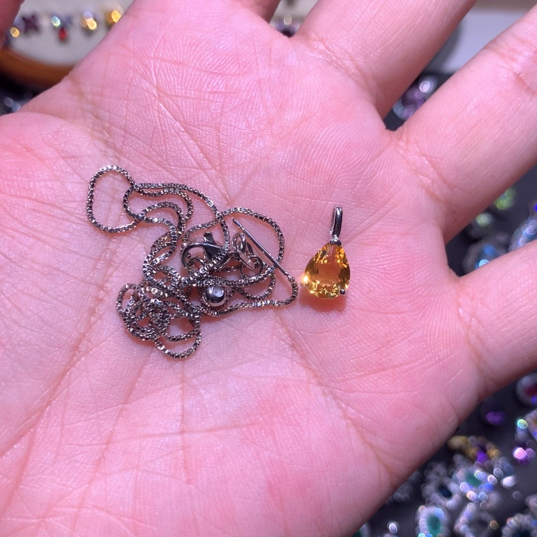 吊坠(赠链)银S925镶嵌黄晶