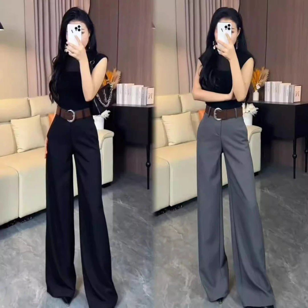 高级感西装阔腿裤女早秋新款高腰显瘦百搭休闲直筒裤垂感拖地长裤