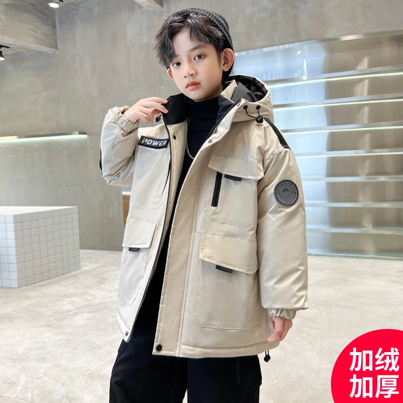 MK&DK男童棉服2025新款冬季加绒加厚外套中大儿童男孩工装派克服